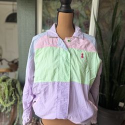 Vintage Pastel Colorblock Windbreaker Jacket