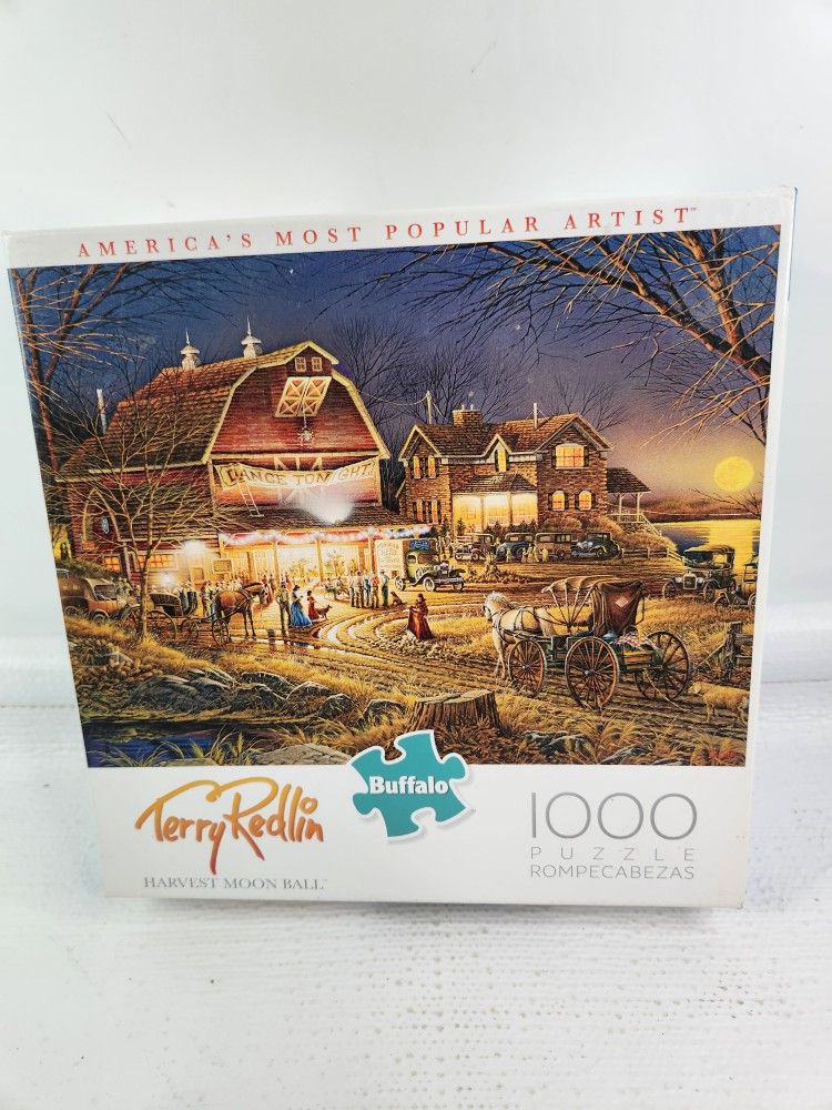 Buffalo Terry Redlin Harvestmoon Puzzle 1000 Pc complete 