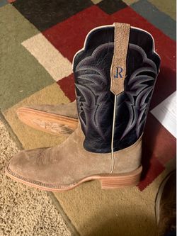 Western Cowboy Boots Tan Suede and Black
