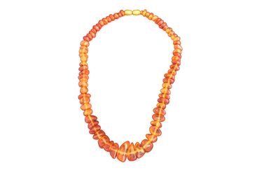 Amber Bead Necklace with Gold-Tone Clasp 18”