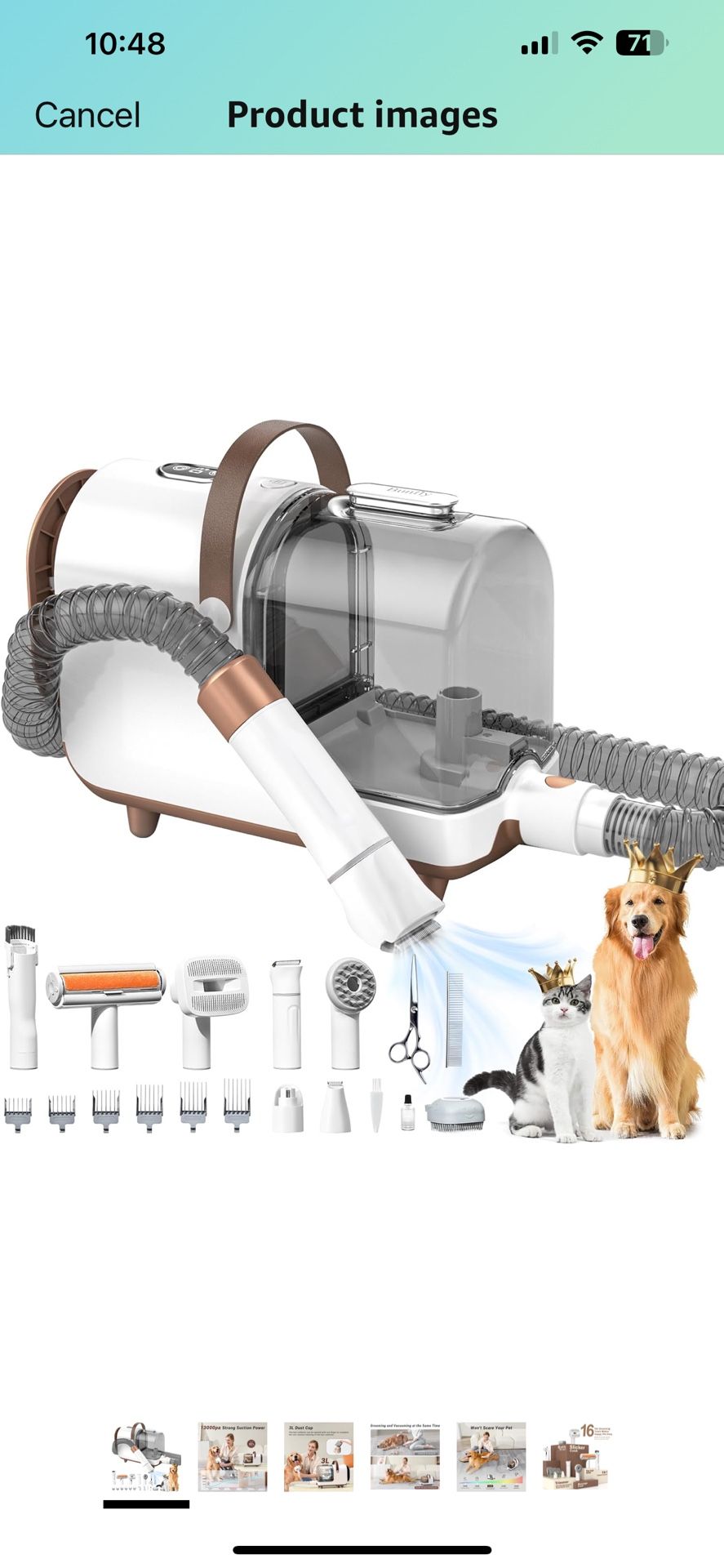 Bunfly Dog Grooming Kit & Dog Hair Vacuum, 3L Large Capacity Dust Cup,13,000KPa Powerful Suction, 99% Pet Hair Removal, 16 Grooming Tools for Dogs, Ca