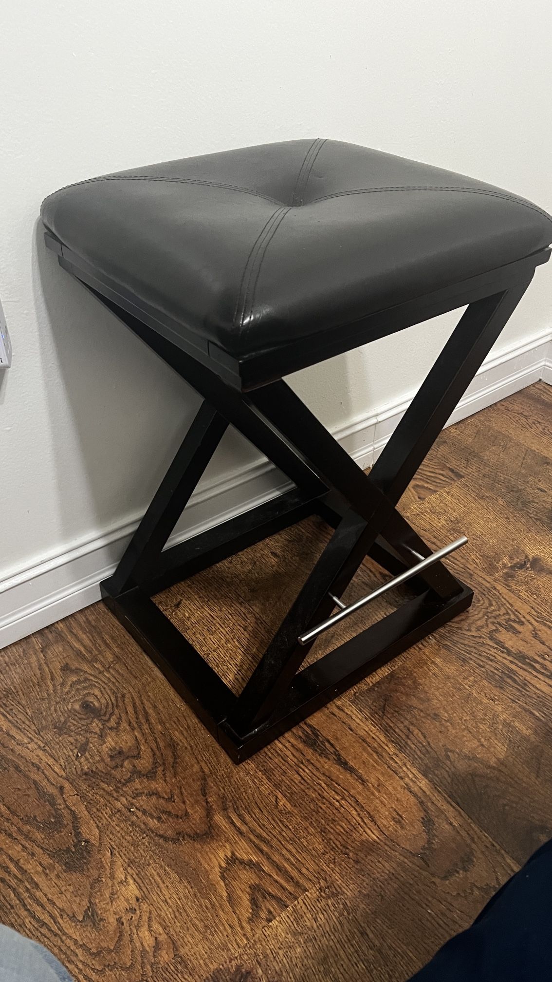 2 Black Wooden Table Stools