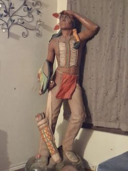 Large Native American Warrior Figurine Statue