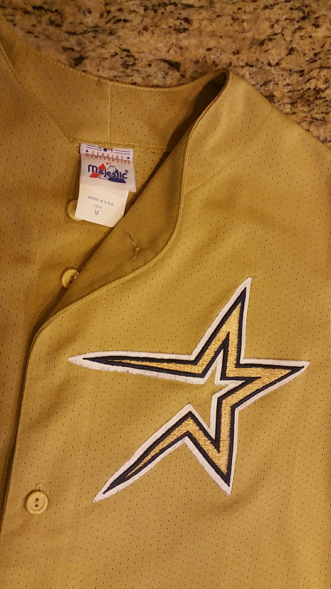 Vintage 90s Gold Houston Astros Jersey Stitched throwback Retro