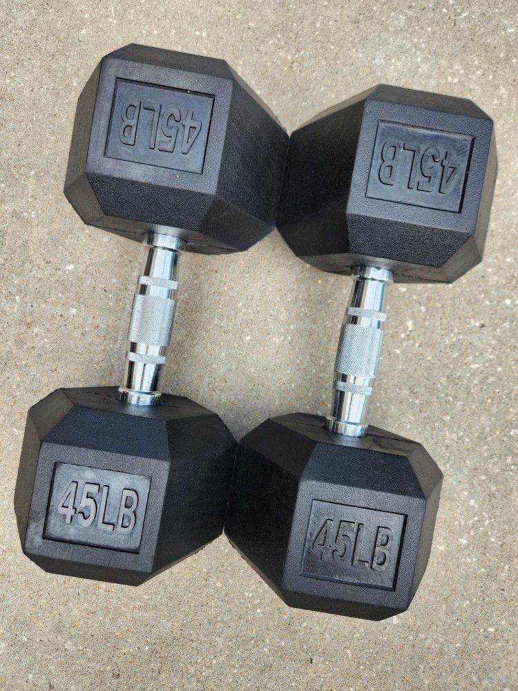 Rubber Hex Dumbbell Pair 45lbs