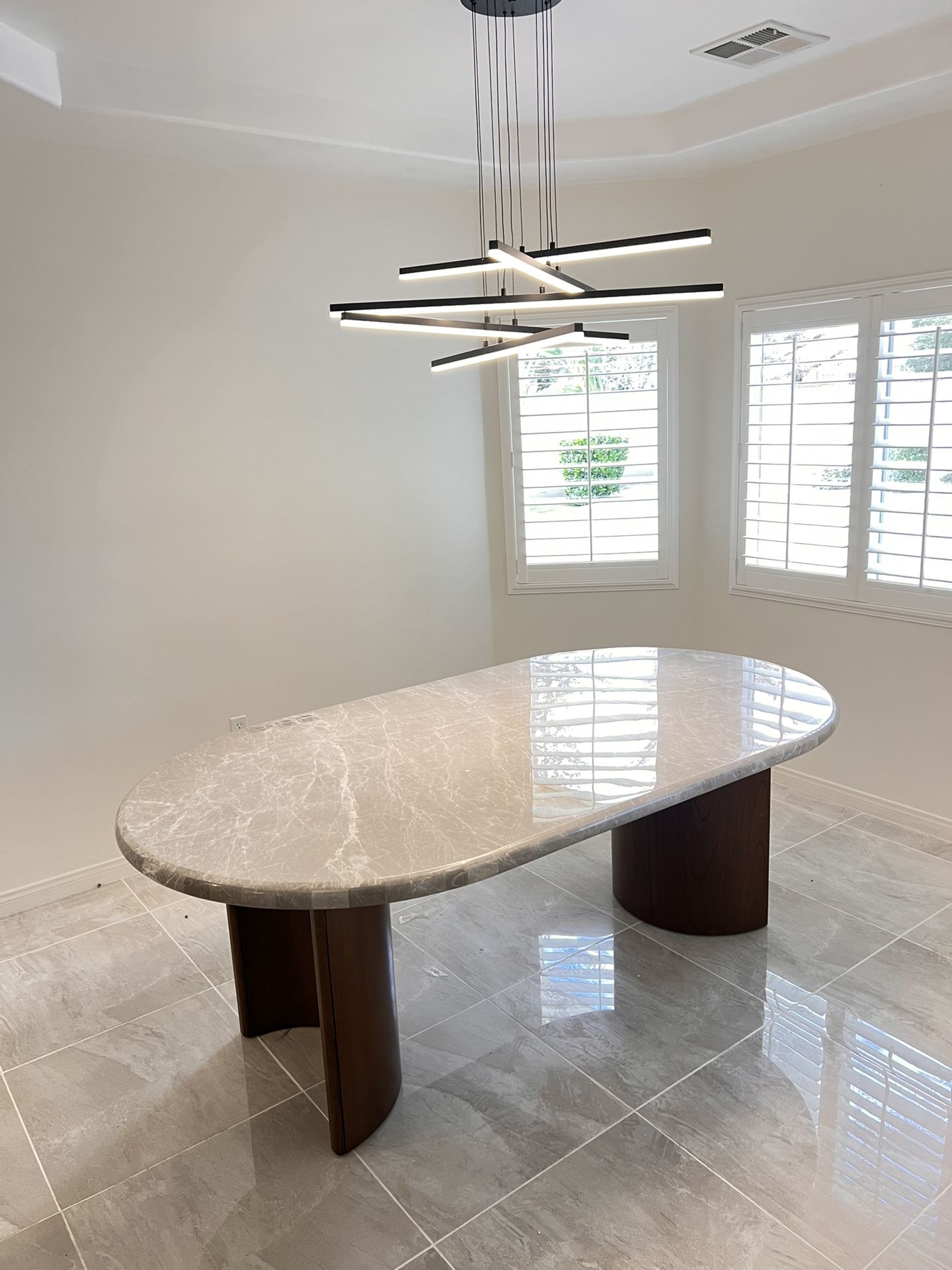 Modern oval dining table with marble top, free delivery ✅ gray marble top dining table