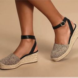 Sole Society So Channing Cow Hair/ Leather Upper Wedge Espadrille Sandals Sz7, Perfect Conditions Used Two Times .. 