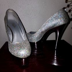Pleaser Silver Glitter High Heels Size 13 