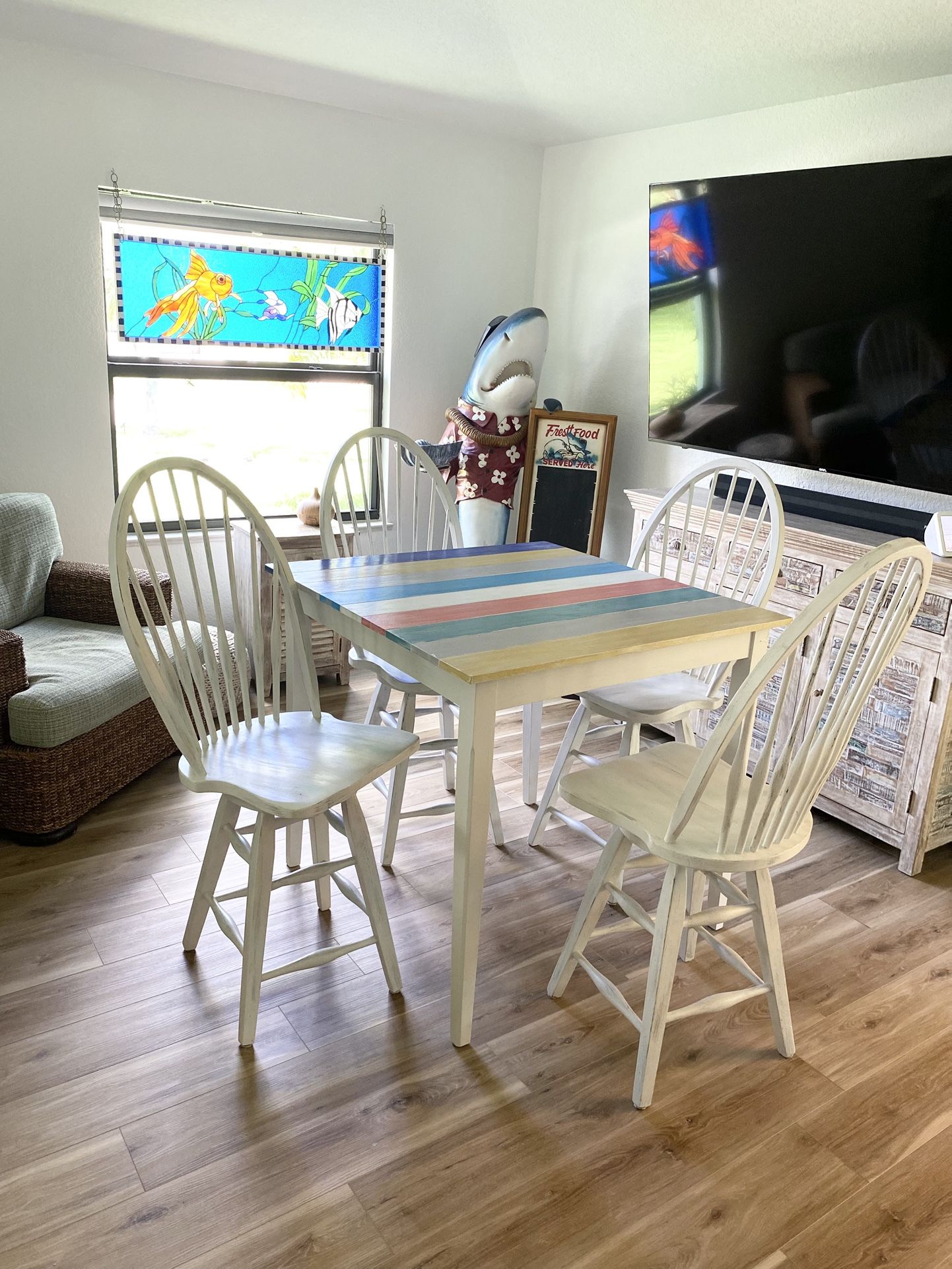 Beach Style Hightop Table And Chairs 36” Tall