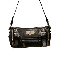 Mark Cross 1845 Black Leather Barrel Style Purse Shoulder Bag.. Bayport, NY 11705