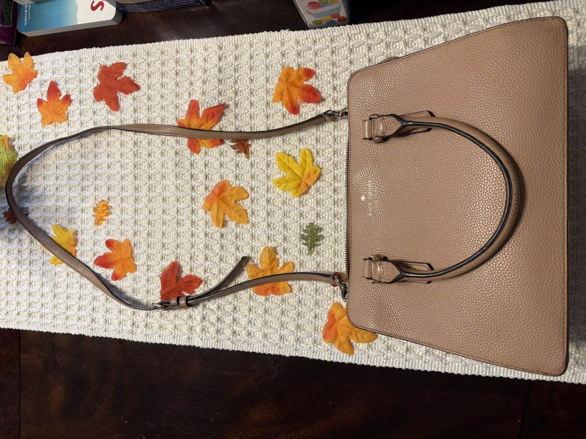 Kate Spade Pebbled Leather Satchel Crossbody In Blush Nude