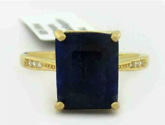 SIZE 6 GENUINE 3.82 CTW BLUE SAPPHIRE & W.SAPPHIRE RING 925 SILVER  NWT