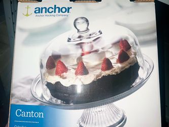 Anchor Hocking Canton Glass Cake Stand with Dome