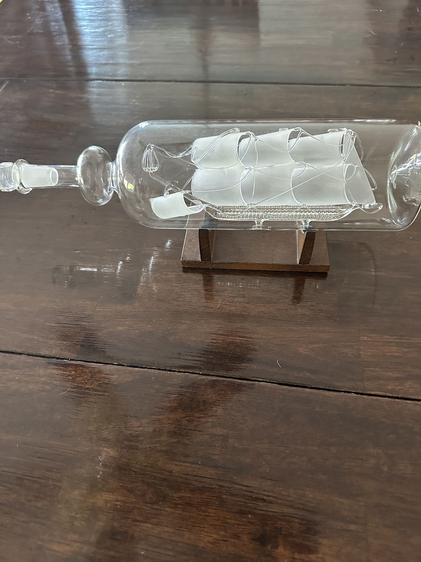 Glass Bottle With Custom Glass Sailboat Inside