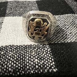 Vintage WW11 Military Sterling/14k Gold Ring