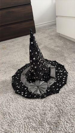 Black & Silver Halloween Witch Hat