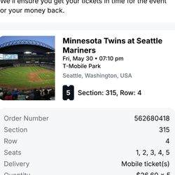 5 Seattle Mariners Tickets For Tomorrow Game!!!
