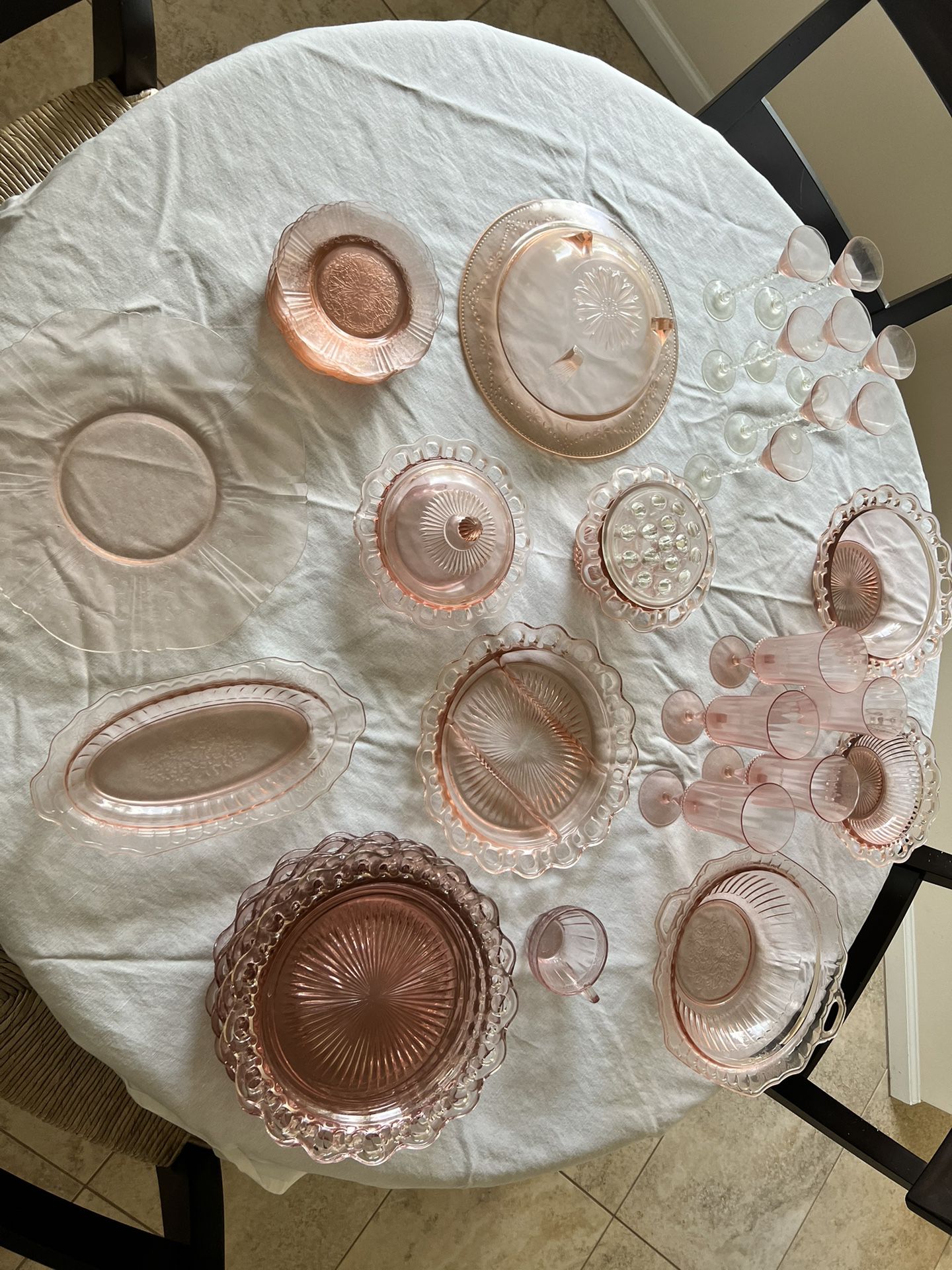 Depression Glass Collection, Pink Lace 