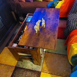 Lift-Top Coffee Table with Hidden Compartment & Storage Shelf – $40