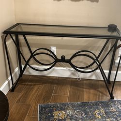 Wrought Iron Glass Top Entry Table