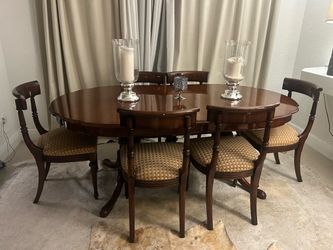 Dinner table with 6 chairs-Antique French