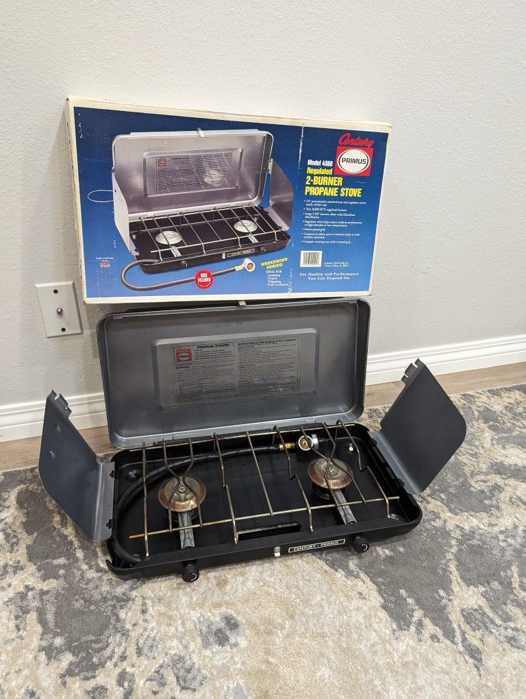 Vintage Century Primus Regulated 2 Burner Propane Stove Model 4560 With Box Camping Patio Picnic 