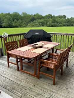 9 Piece Outdoor Set - Acacia wood table + chairs | outdoor sitting area |