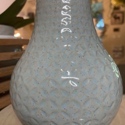 Beautiful Modern Egg Blue Artisan Vase | Ceramic | Lightly Speckled | Embossed | Indoor | 6” H | 2” W | Flower | Sculptural