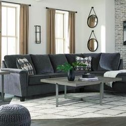 Ashley Brand Sectional Sofa Couch In Smoke Grey 
