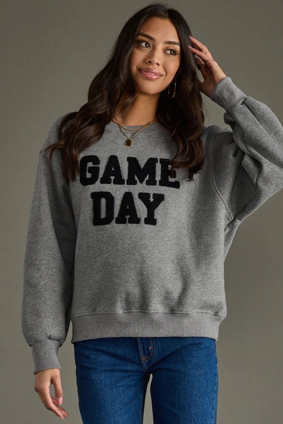 Women's NEW Game Day Sweatshirt, Gray, Size XL