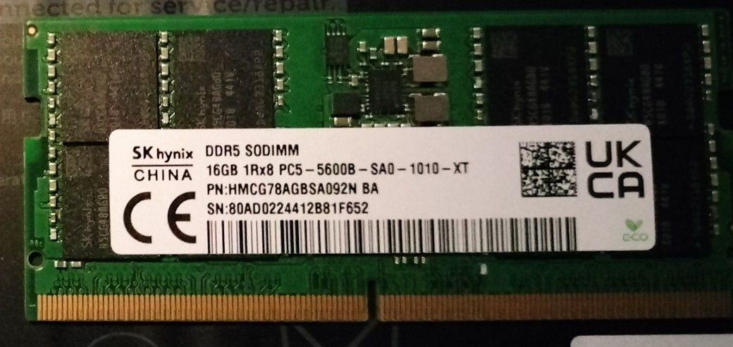SK Hynix DDR5 32GB KIT (2X16GB) 5600MHZ LAPTOP RAM TWO PIECES