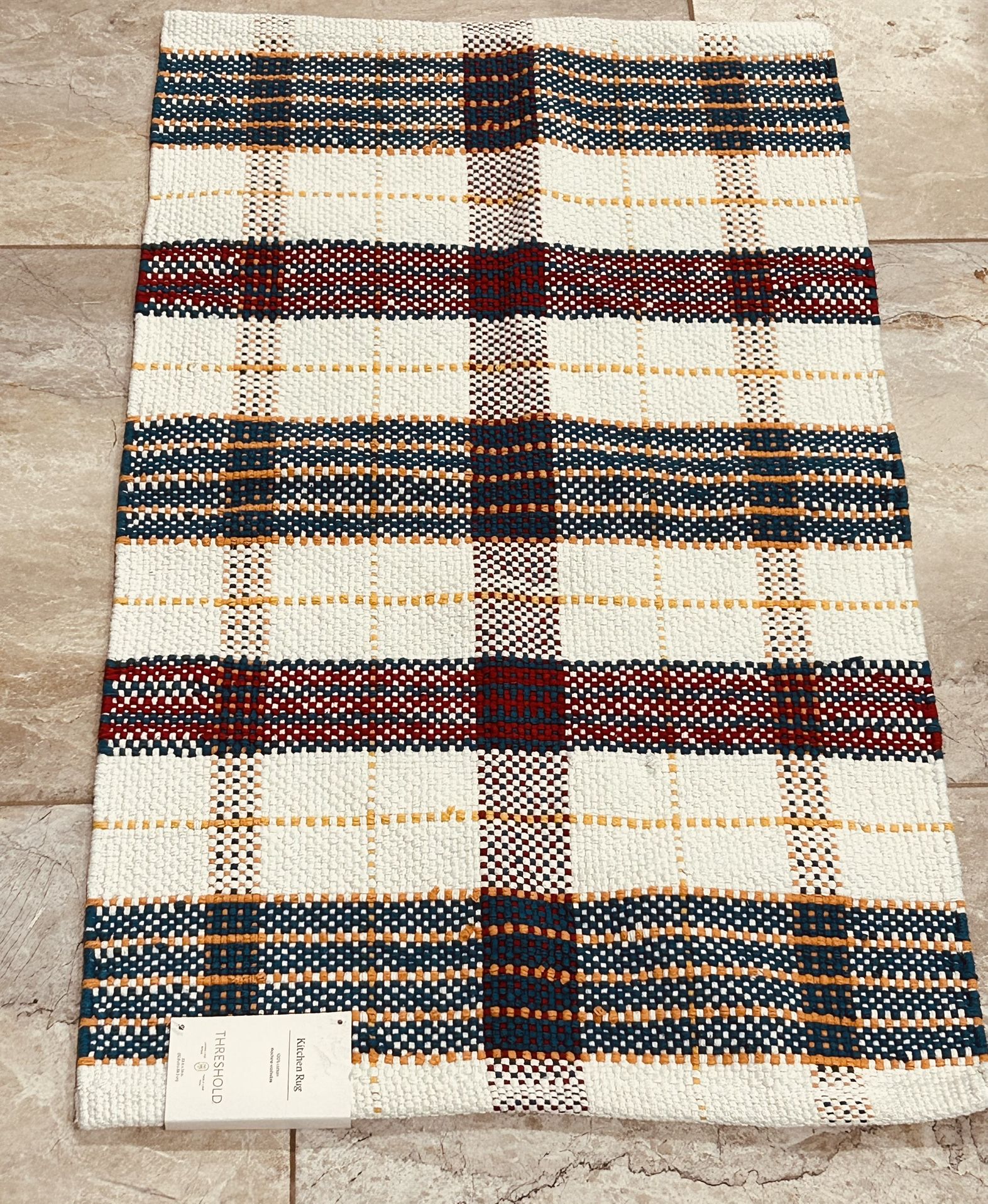 New Threshold Plaid Cotton Kitchen Or Multiuse Area Rug Machine Washable Home Decor