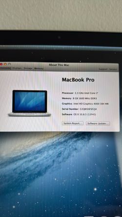 MacBook Pro Mid 2012 15in 8gb RAM 500gb storage