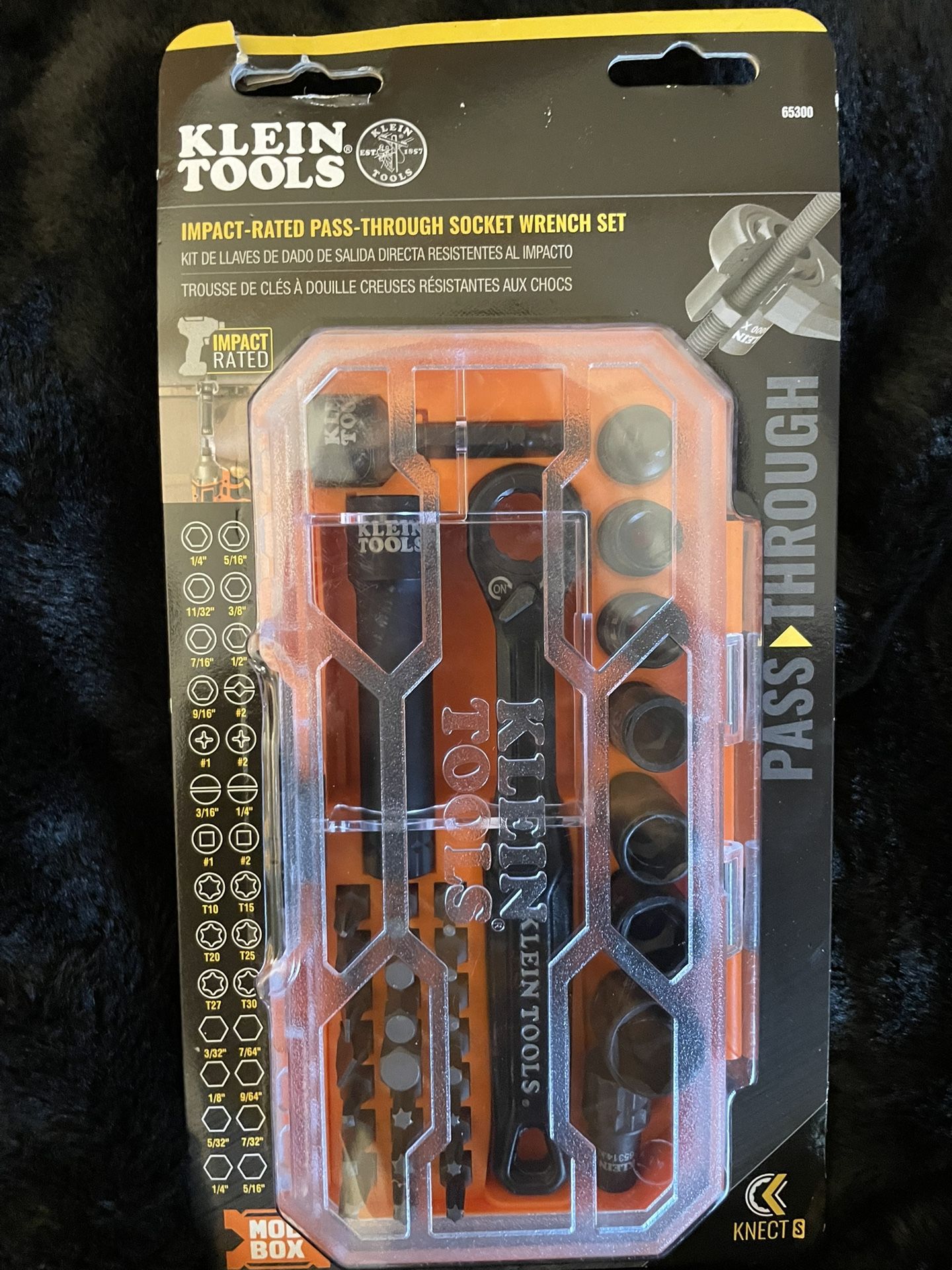 Klein Tools KNECT 1/4-Inch Drive Impact-Rated Pass Through Socket Set, 32-Piece