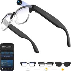 AI Smart Glasses with 4K Camera, 8MPW Anti-Shake Bluetooth Camera Glasses, 1080P Video Recording Dual Mic Noise Reduction