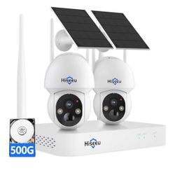 Hiseeu Solar Security Camera Outdoor, 4MP Cameras, Wireless Home Security Cameras System, Color Night Vision, Solar-Powered, 2.4G/5G WiFi, 360° Pan