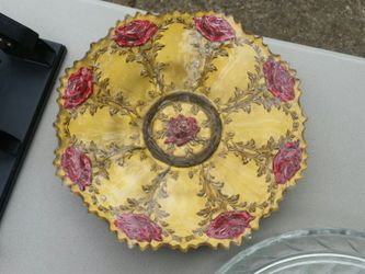 Antique Goofus glass Rose Point plate Bowl charger