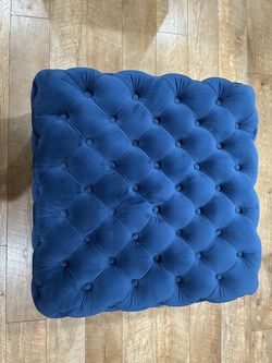 Wide Velvet Tufted Square Cocktail Ottoman