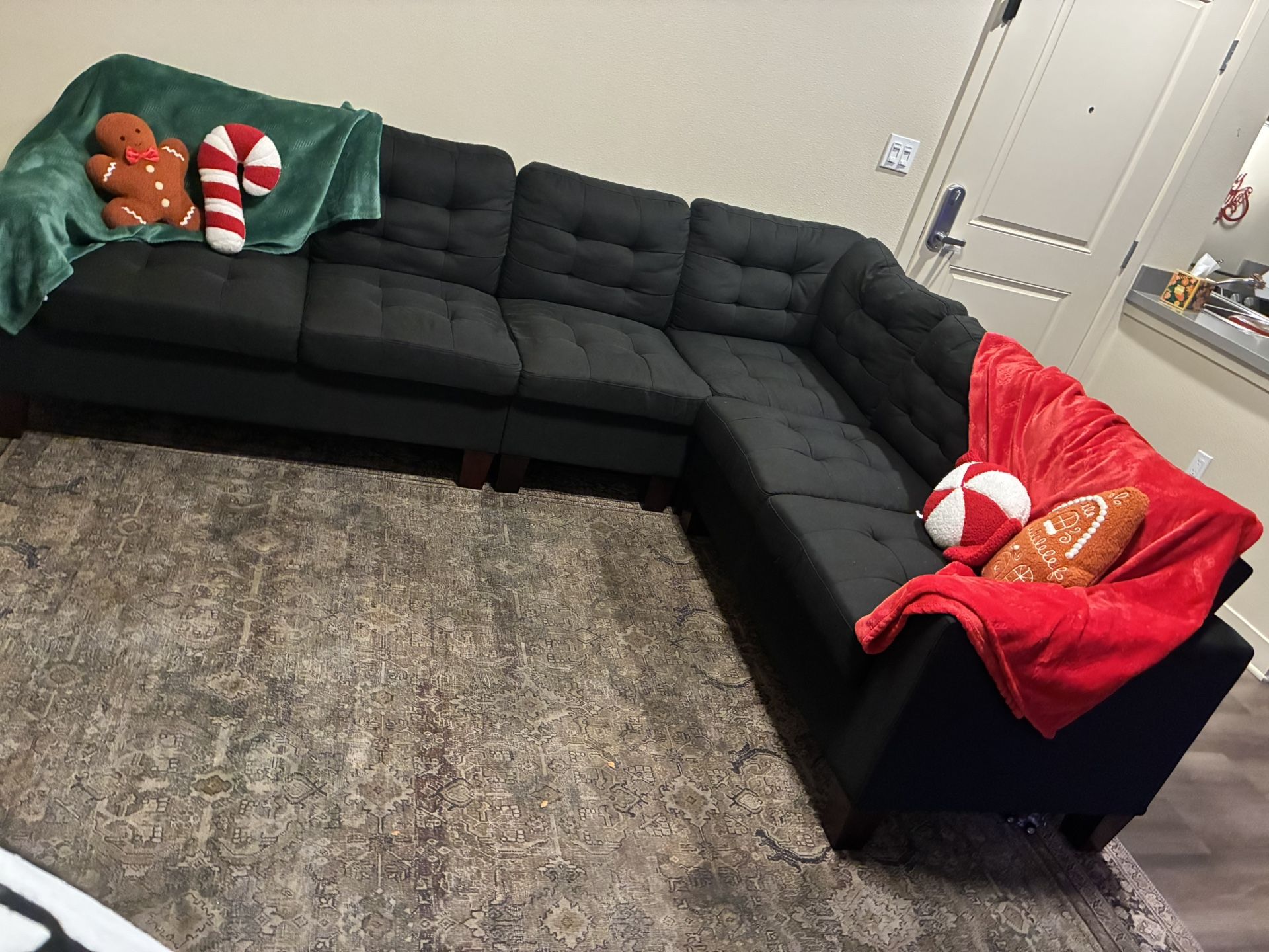 Black L-Shaped Couch