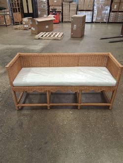 Light HoneyBo Ho Rattan Accent Bench with Back (New)