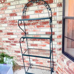 Wrought Iron 3-Tier Glass Shelf Stand