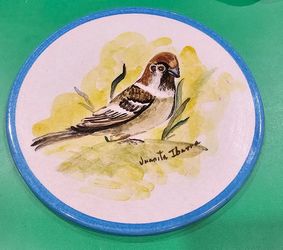 Yellow Bird Pottery plate, Beautiful Authentic IbarraLa Paz Hand-Painted