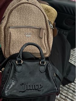 Guess backpack, juicy couture purse and Kipling purse