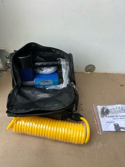 Power Torque 12V Portable Air Compressor 150 PSI w/ Hose & Bag – $30