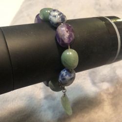 Stretch Fashion Bracelet Blue/Green/Purple Stones