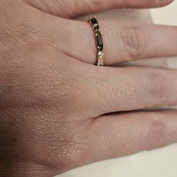 Solid 9k Yellow Gold Ombre Ring, Black to Gray