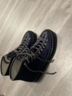 Gucci  Blue  Canvas GG High-Top Lace-Up Sneakers