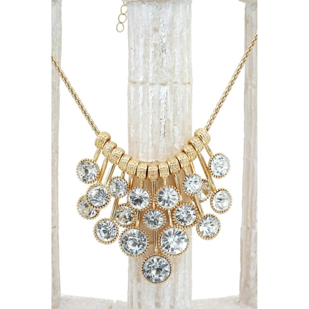 Fashion pendant gold circle crsytal necklace