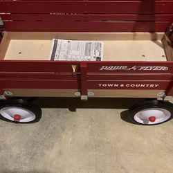 Radio Flyer Town and Country Toy Wagon Wood Red