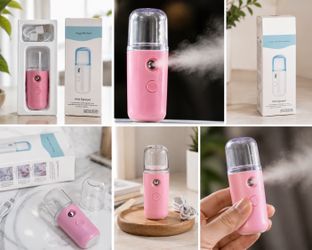 Set of 3 Portable USB Nano Facial Mist Sprayers – Rechargeable Face Misters, New